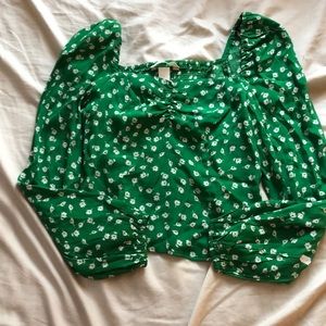 green floral top